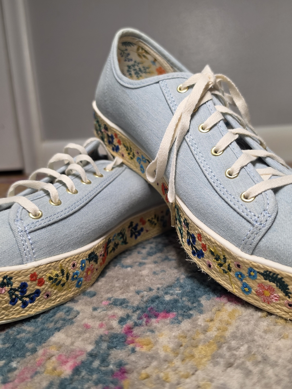 Keds x Rifle Paper Co Rosalie Embroidered Triple Kick Sneakers Size 10 - Picture 4 of 7